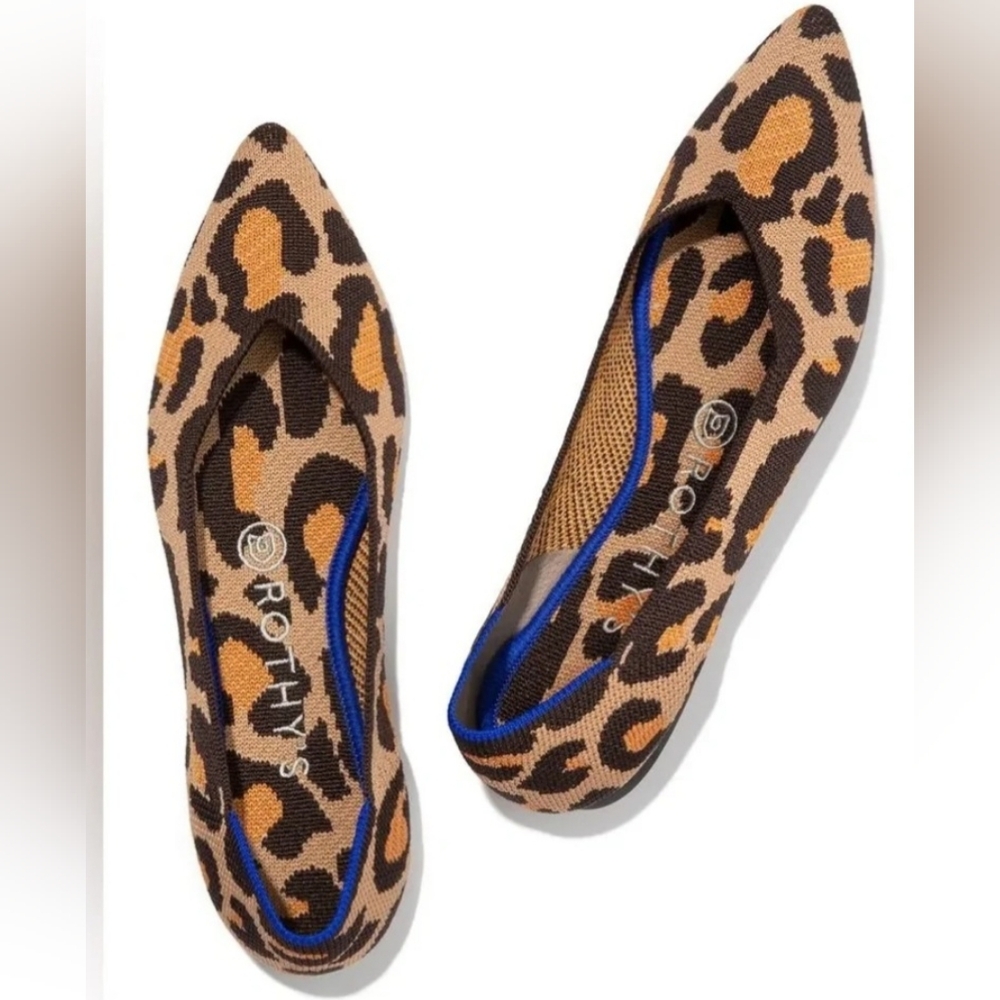 ROTHY'S The Point Big Cat Leapord  Flats Size 8.5